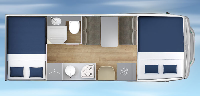 Autocaravanas de escena Giottiline Siena 440 2020 planta día