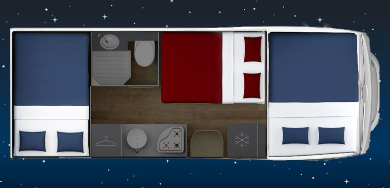 Autocaravanas de escena Giottiline Siena 440 2020 planta noche