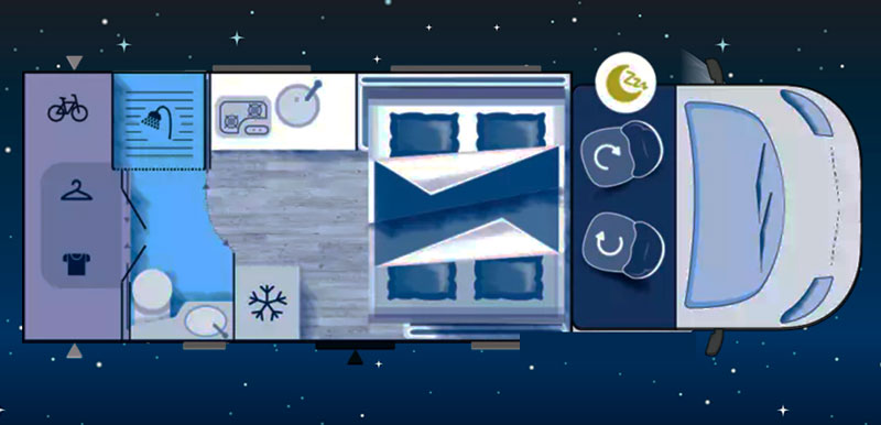 Autocaravanas para rodajes Challenger 260 planta noche